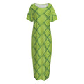 Green Bamboo Print Short Sleeve Long Nightdress