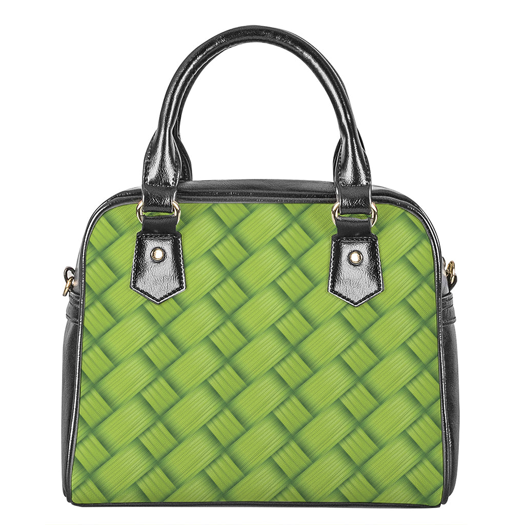 Green Bamboo Print Shoulder Handbag