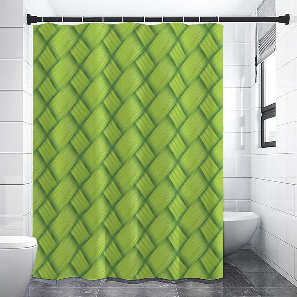 Green Bamboo Print Shower Curtain