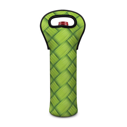Green Bamboo Print Single Neoprene Wine Tote