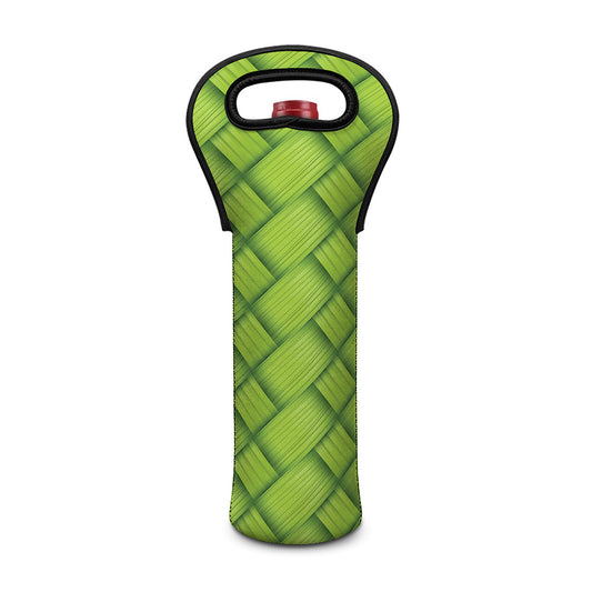 Green Bamboo Print Single Neoprene Wine Tote