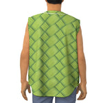 Green Bamboo Print Sleeveless Baseball Jersey