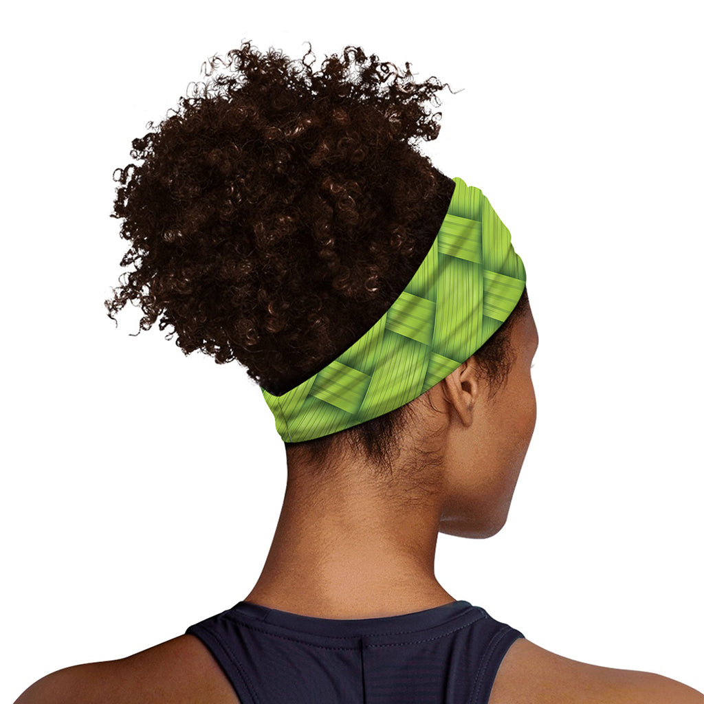 Green Bamboo Print Sports Headband