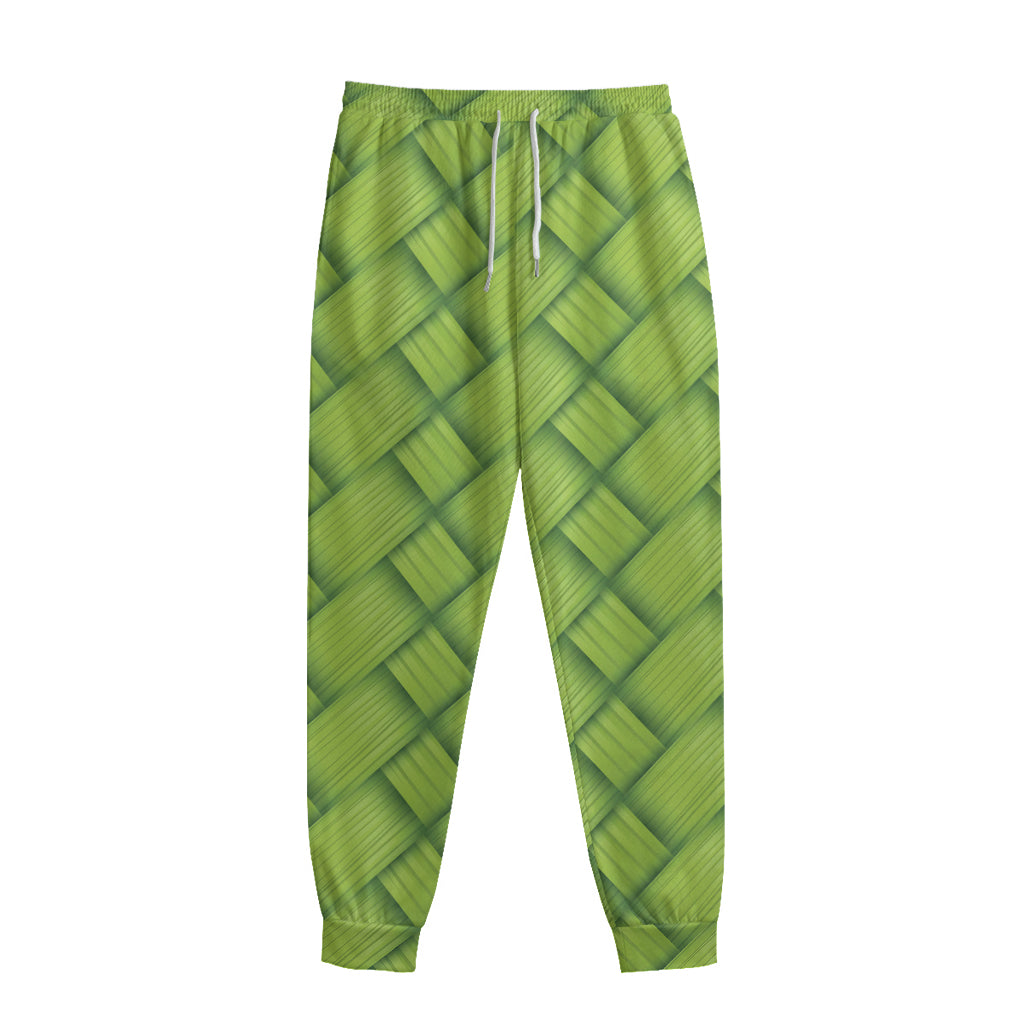 Green Bamboo Print Sweatpants