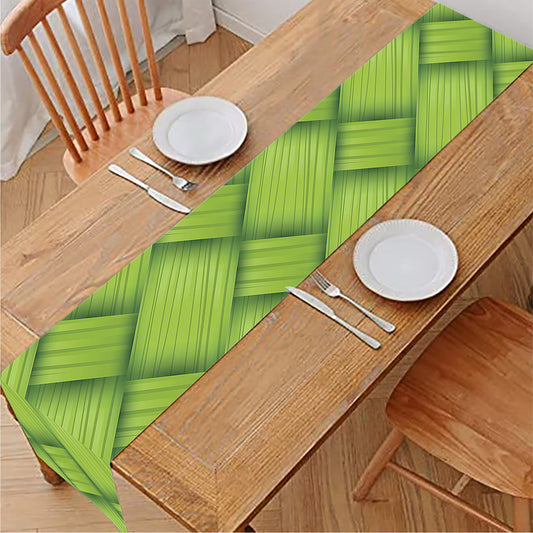Green Bamboo Print Table Runner