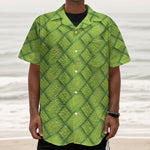 Green Bamboo Print Textured Short Sleeve Shirt