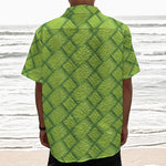 Green Bamboo Print Textured Short Sleeve Shirt