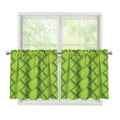 Green Bamboo Print Tier Curtains