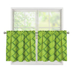 Green Bamboo Print Tier Curtains