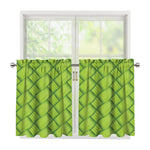 Green Bamboo Print Tier Curtains