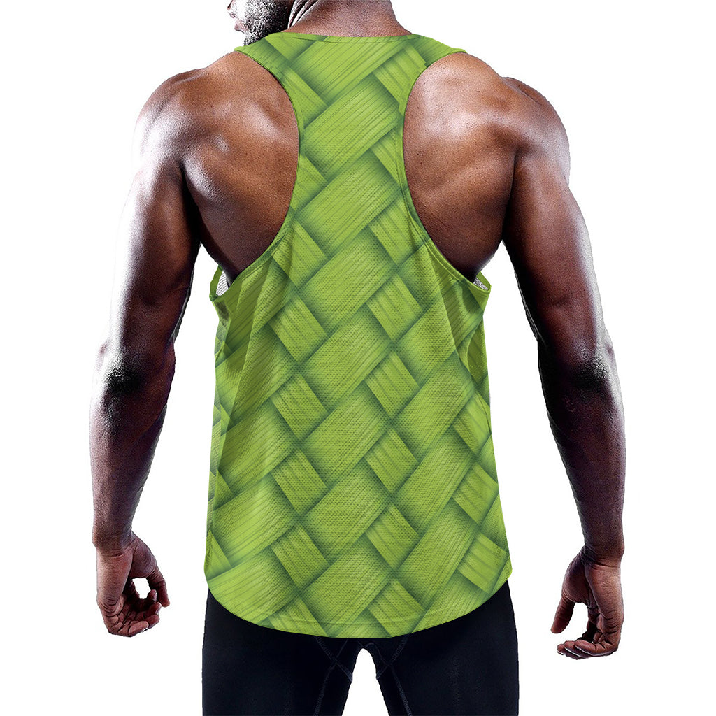 Green Bamboo Print Training Tank Top