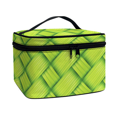 Green Bamboo Print Travel Makeup Bag