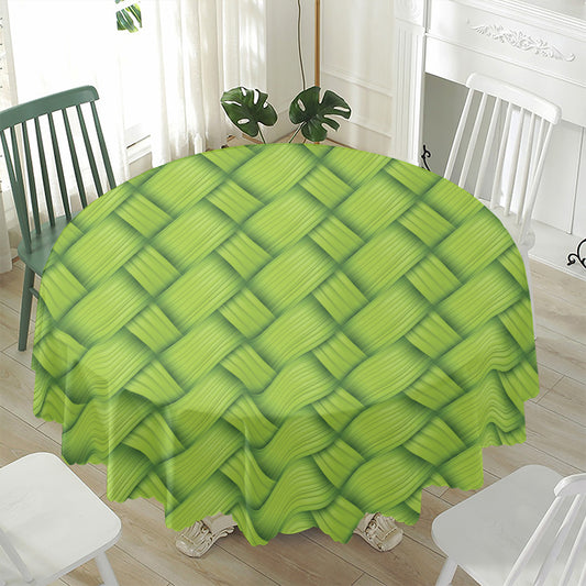 Green Bamboo Print Waterproof Round Tablecloth