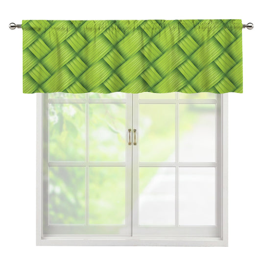 Green Bamboo Print Window Valance