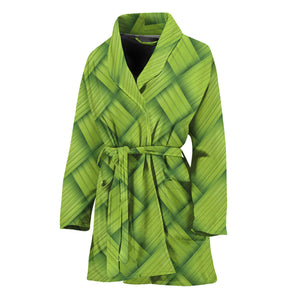 Green Bamboo Print Women's Bathrobe