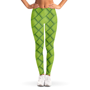 Green Bamboo Print Women's Leggings