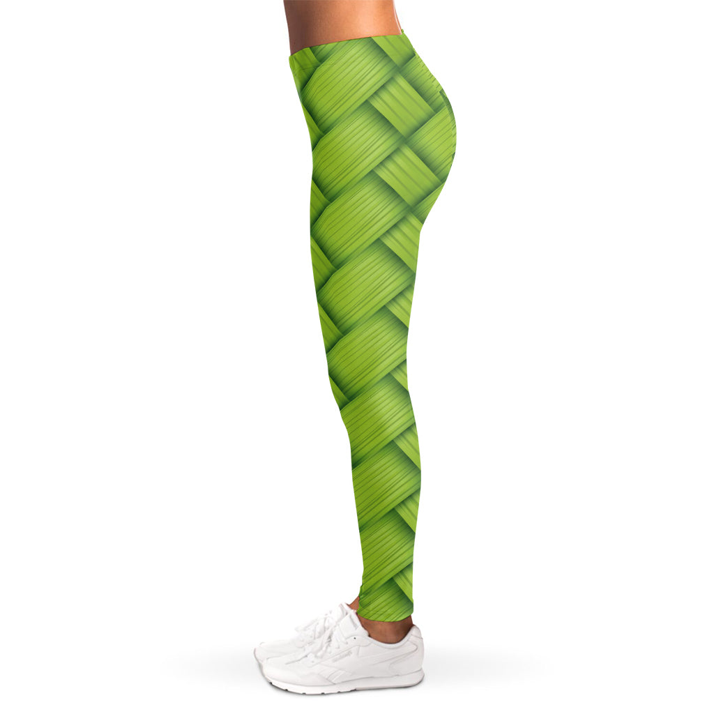 Green Bamboo Print Women's Leggings