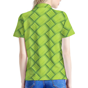 Green Bamboo Print Women's Polo Shirt