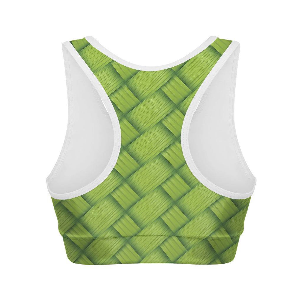 Green Bamboo Print Women's Sports Bra