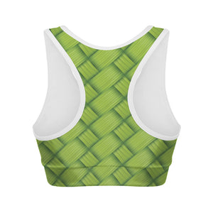 Green Bamboo Print Women's Sports Bra