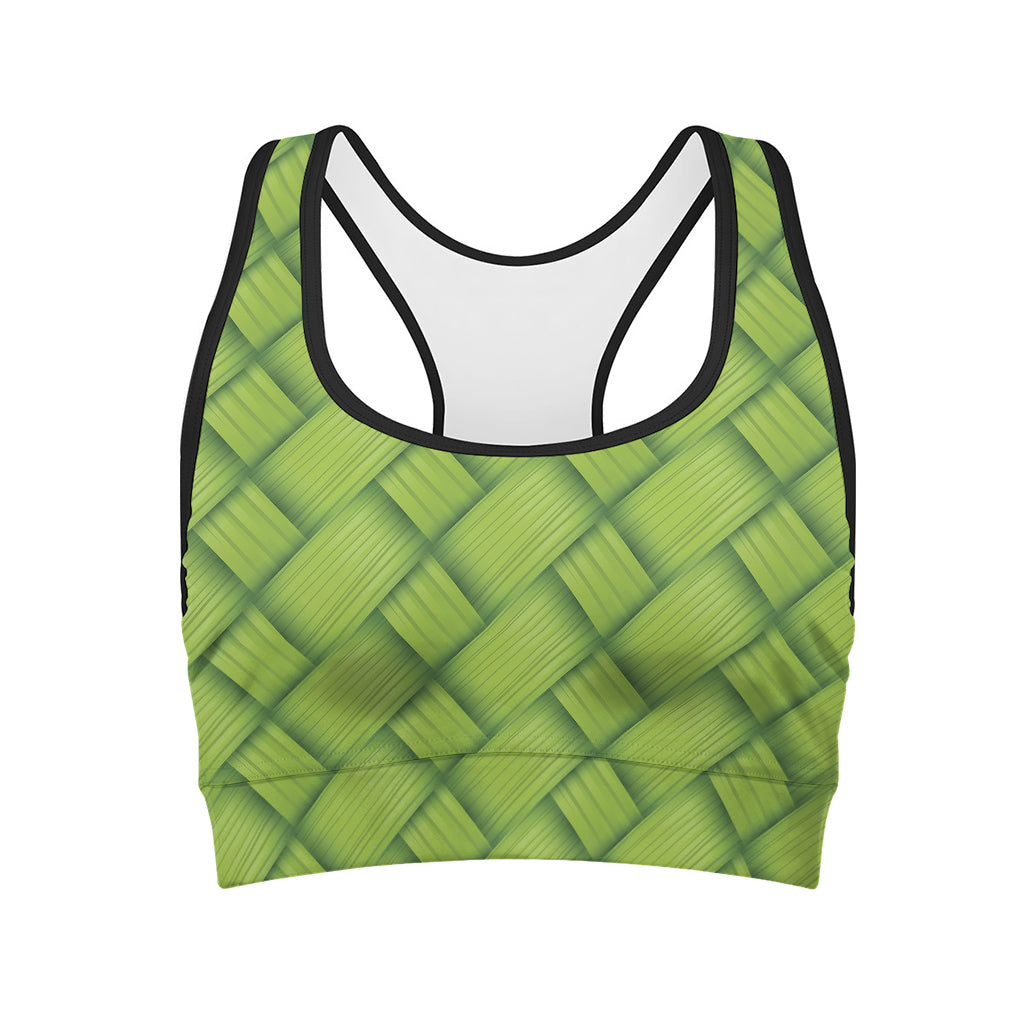 Green Bamboo Print Women's Sports Bra