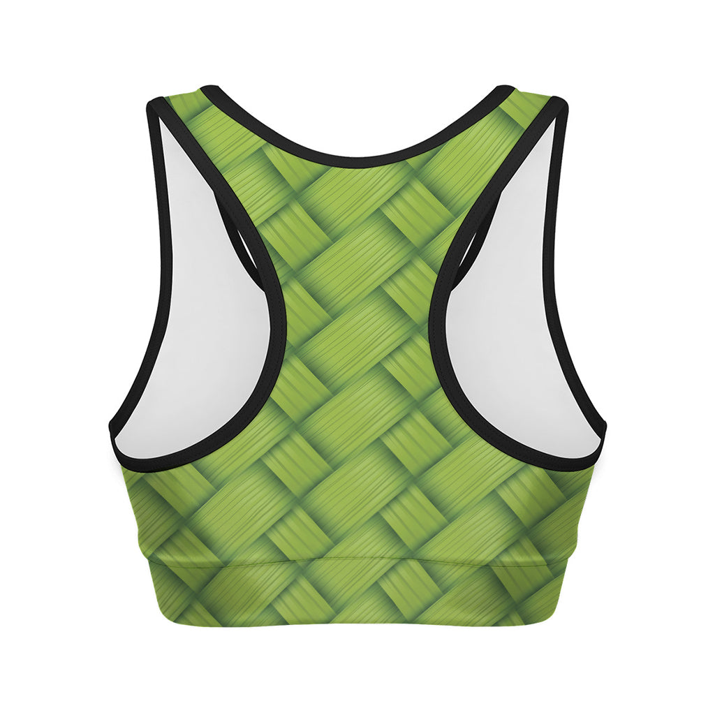 Green Bamboo Print Women's Sports Bra