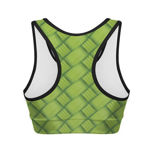 Green Bamboo Print Women's Sports Bra