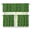 Green Bamboo Tree Pattern Print 3 Piece Kitchen Curtains