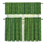 Green Bamboo Tree Pattern Print 3 Piece Kitchen Curtains