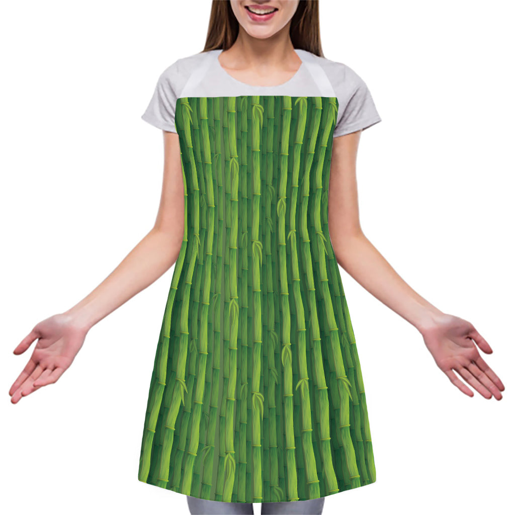 Green Bamboo Tree Pattern Print Adjustable Apron