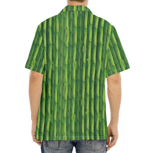 Green Bamboo Tree Pattern Print Aloha Shirt