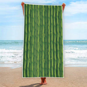 Green Bamboo Tree Pattern Print Beach Towel