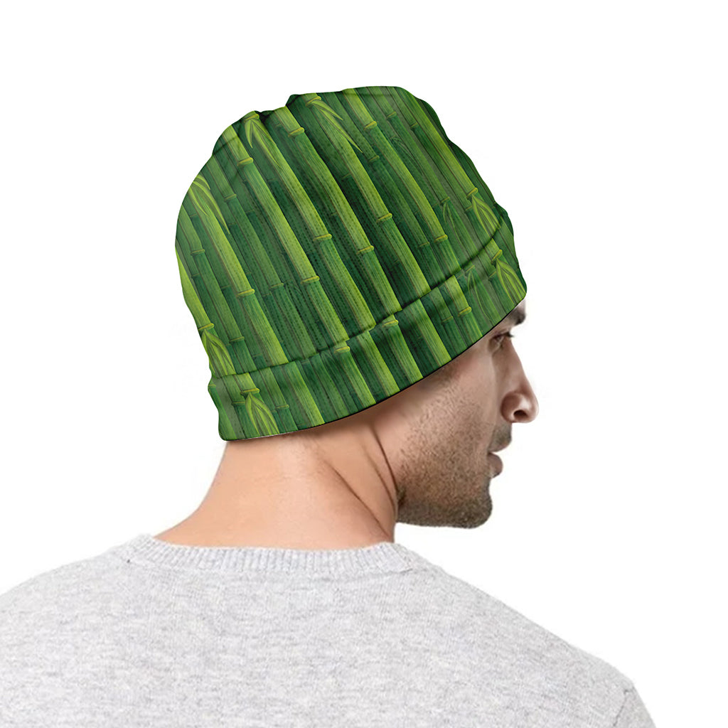 Green Bamboo Tree Pattern Print Beanie