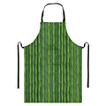 Green Bamboo Tree Pattern Print Bib Apron With Pocket