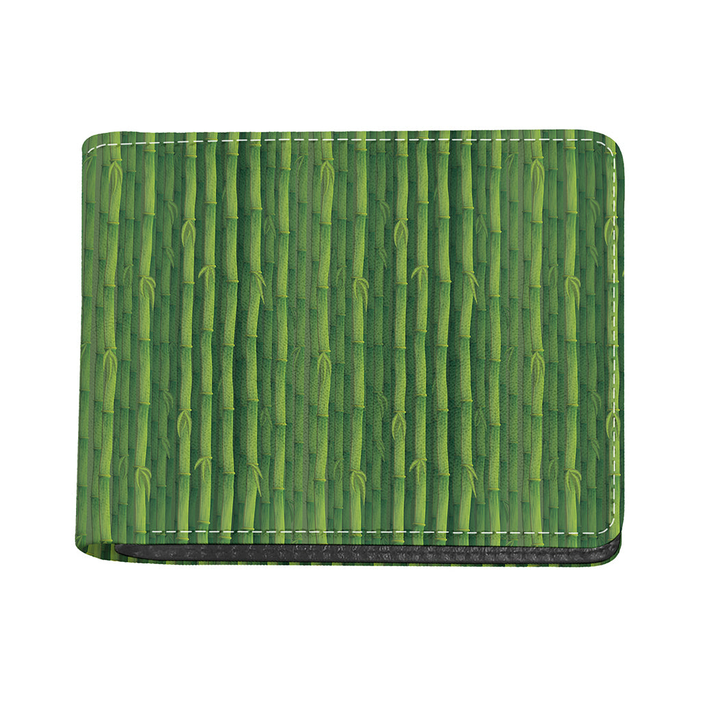 Green Bamboo Tree Pattern Print Bifold Wallet