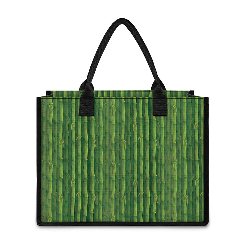 Green Bamboo Tree Pattern Print Canvas Tote Bag