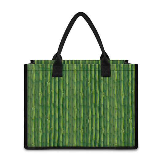 Green Bamboo Tree Pattern Print Canvas Tote Bag