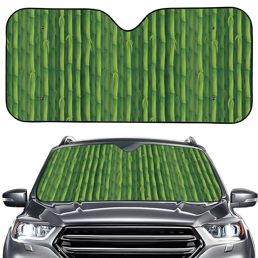 Green Bamboo Tree Pattern Print Car Windshield Sun Shade