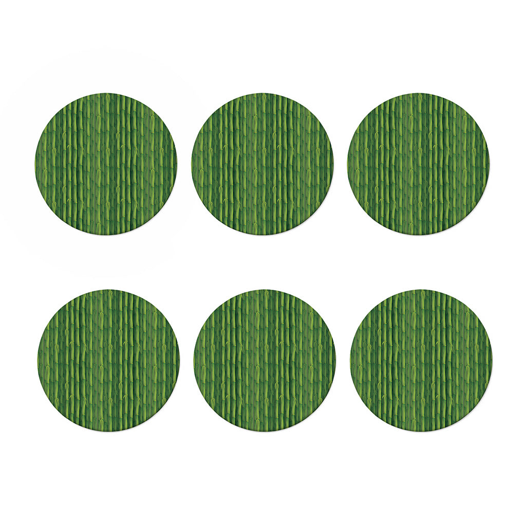 Green Bamboo Tree Pattern Print Coaster Set