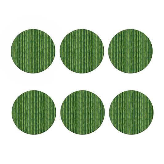 Green Bamboo Tree Pattern Print Coaster Set