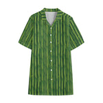 Green Bamboo Tree Pattern Print Cotton Hawaiian Shirt