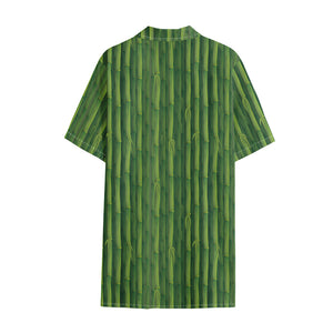 Green Bamboo Tree Pattern Print Cotton Hawaiian Shirt