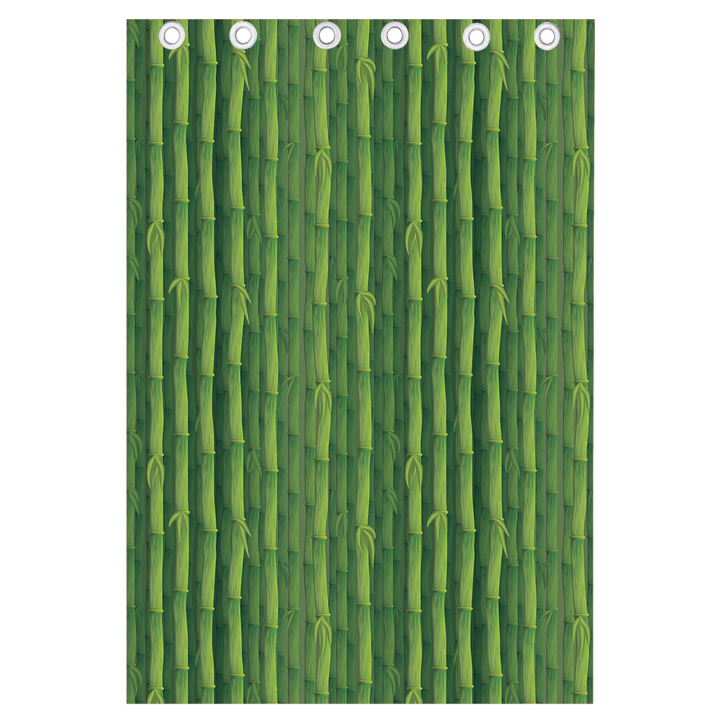 Green Bamboo Tree Pattern Print Curtain