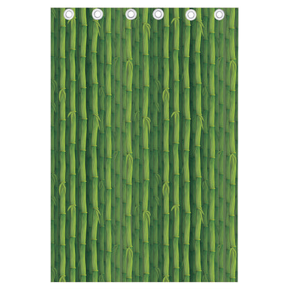 Green Bamboo Tree Pattern Print Curtain