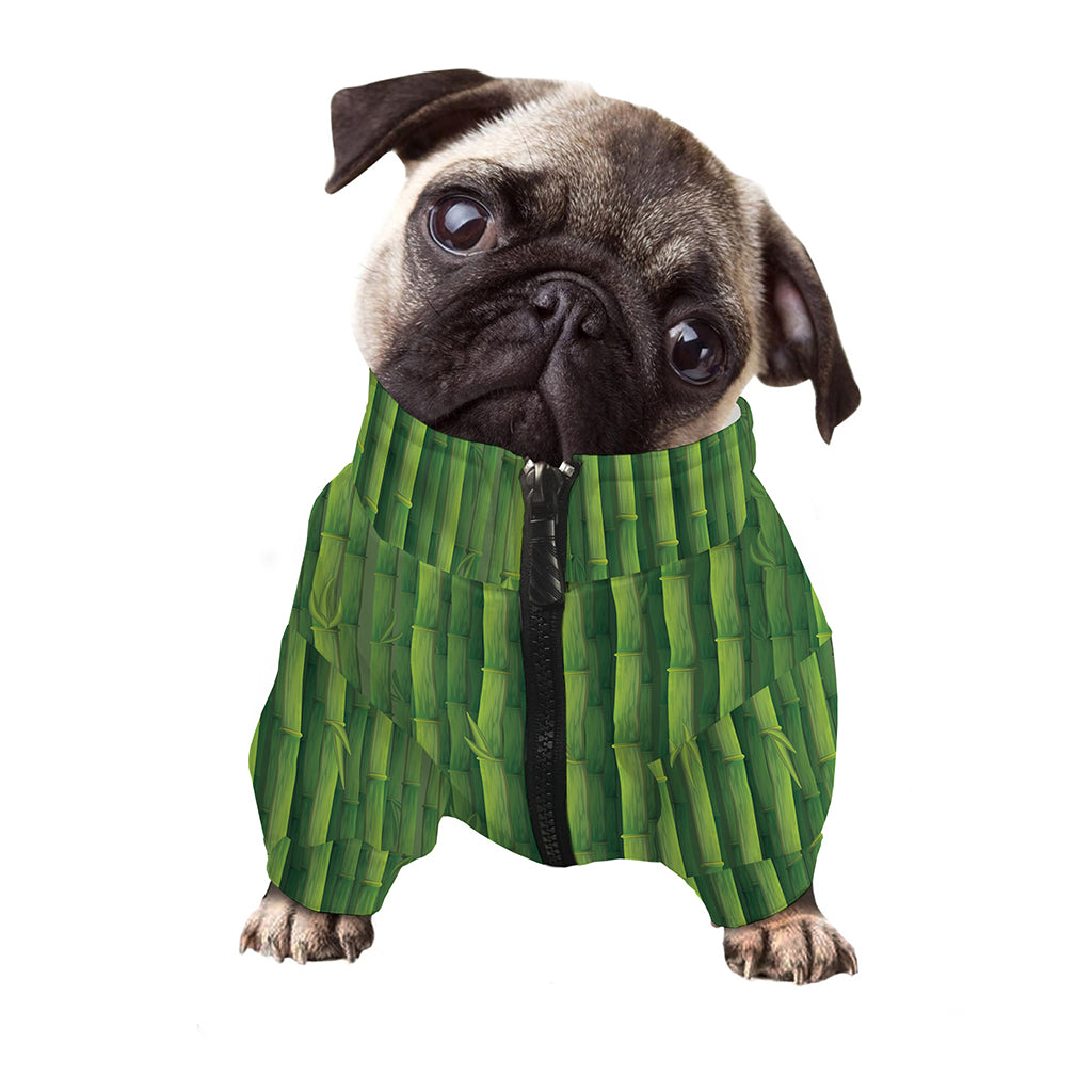 Green Bamboo Tree Pattern Print Dog Zip Up Jacket