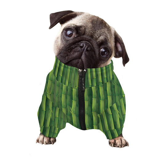 Green Bamboo Tree Pattern Print Dog Zip Up Jacket