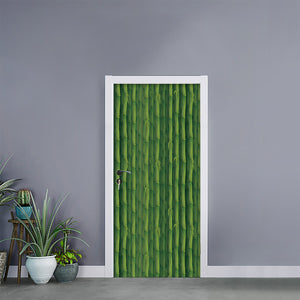 Green Bamboo Tree Pattern Print Door Sticker