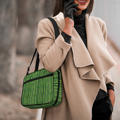 Green Bamboo Tree Pattern Print Double Strap Bible Bag