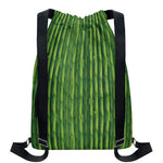 Green Bamboo Tree Pattern Print Drawstring Backpack