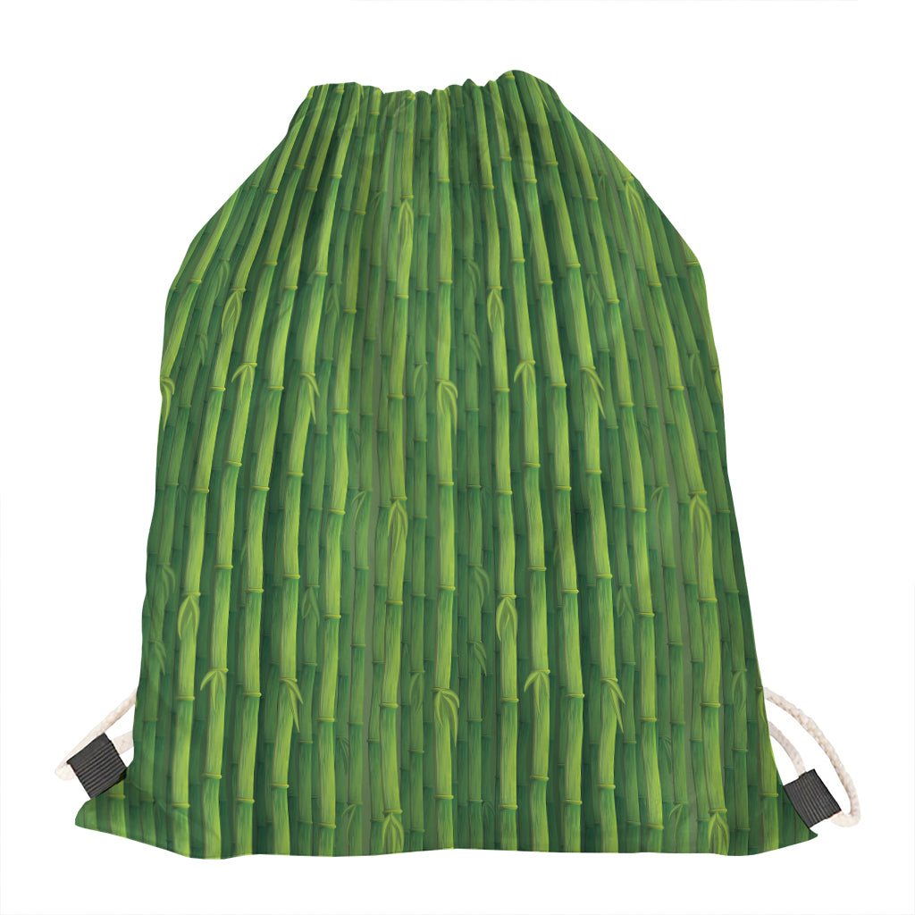 Green Bamboo Tree Pattern Print Drawstring Bag